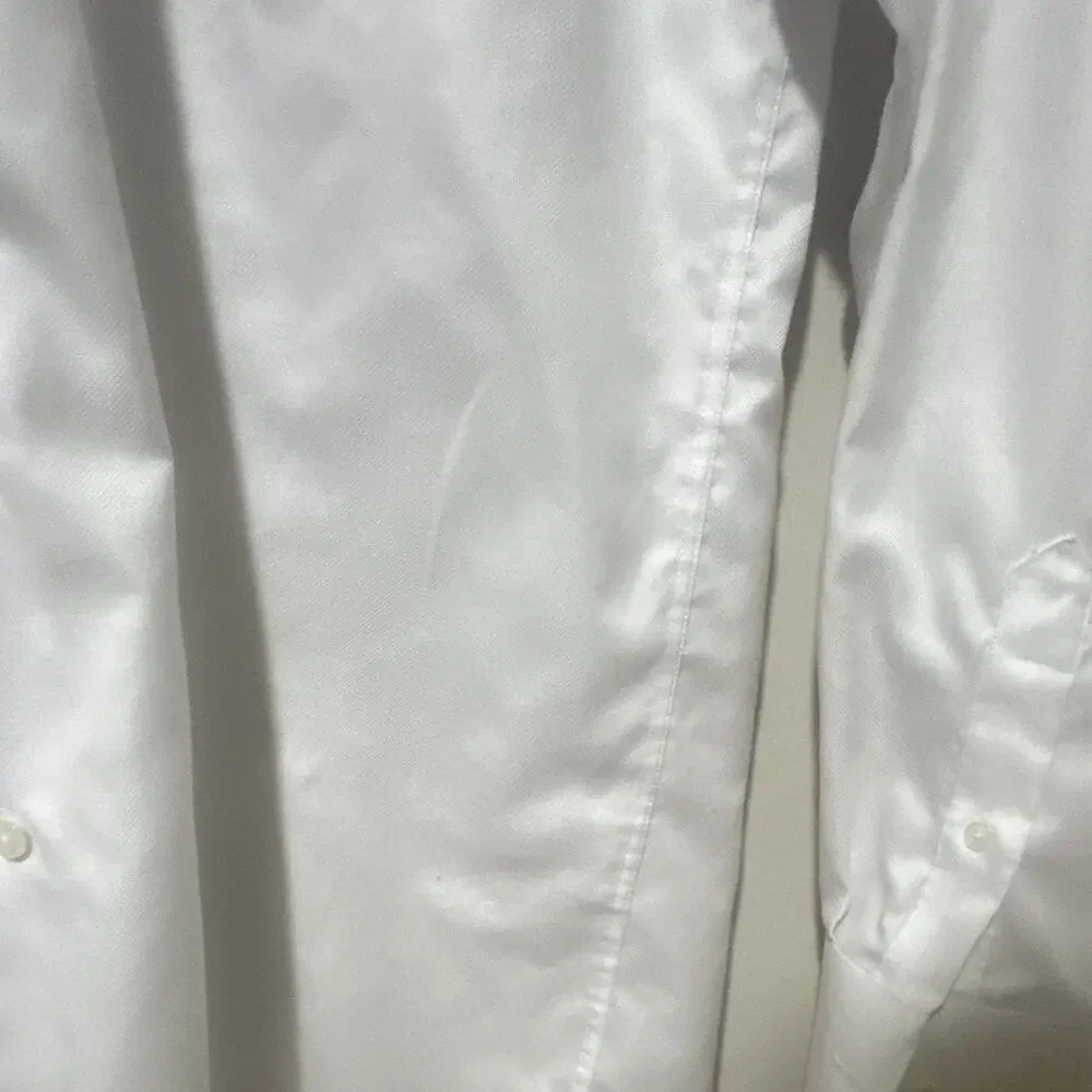 Pronto Uomo Non-Iron Solid White 100% Cotton Dress Shirt 16.5 34/35